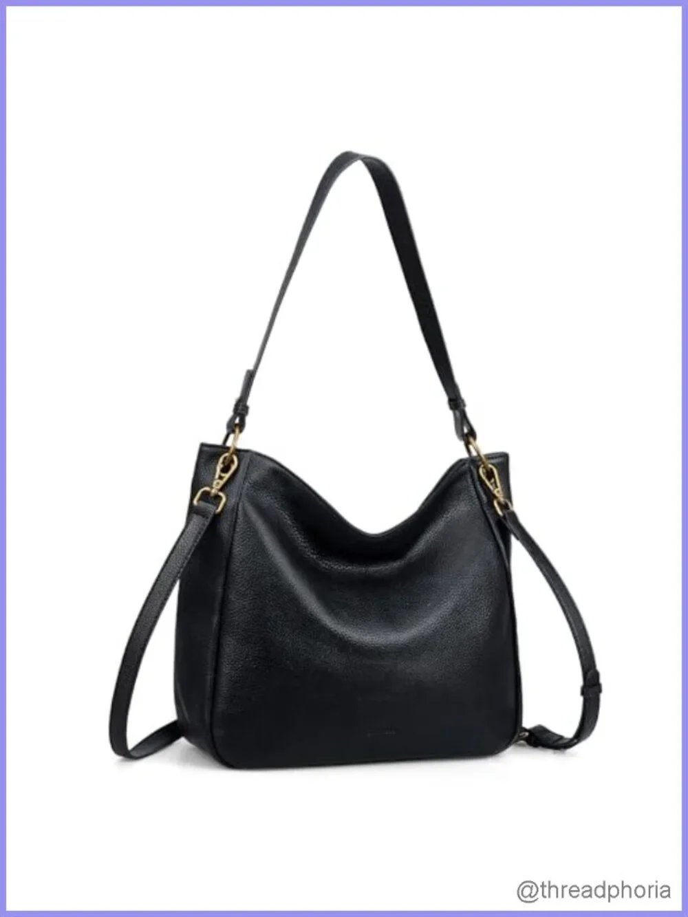 Genuine Leather Hobo Crossbody Bag with 2 Straps, Vintage Soft Handbag Women